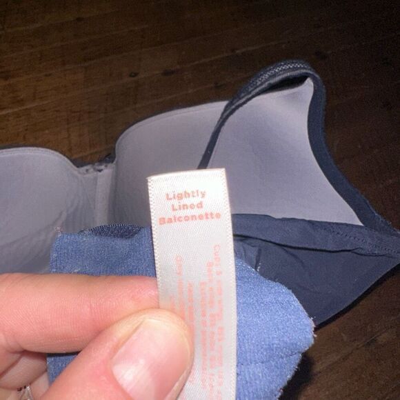 Cacique blue & gray lace lightly lined 44DDD Balconette bra - Picture 4 of 4